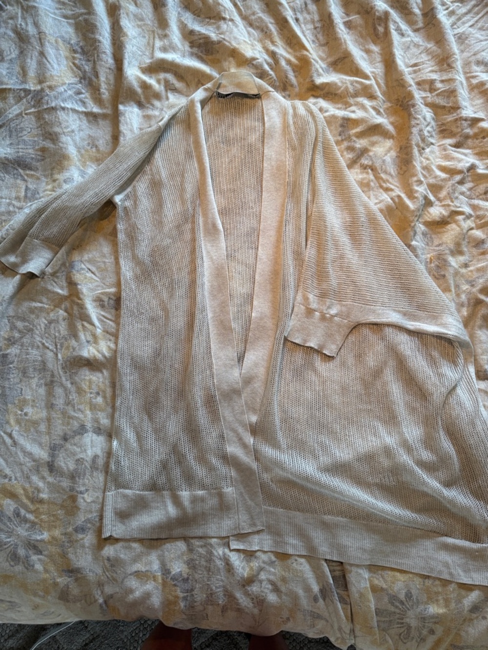 All Saints Open Front Lightweight Cardigan - Light Beige/Cream